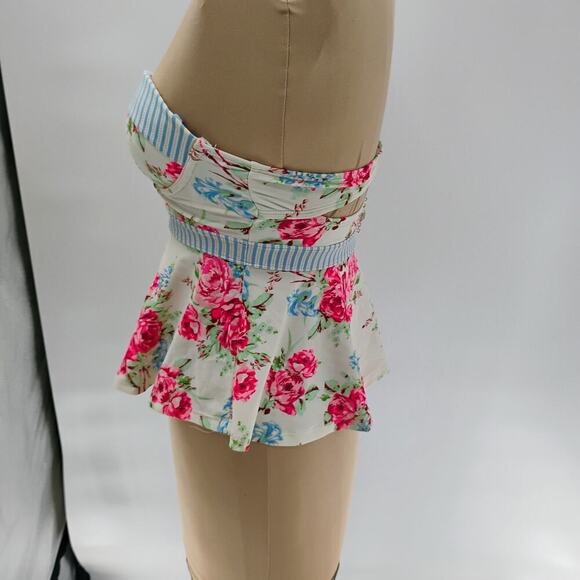 Betsey Johnson High Waist Tankini Swimsuit 2 Piece Underwire Prisoner of Love S - Picture 8 of 16